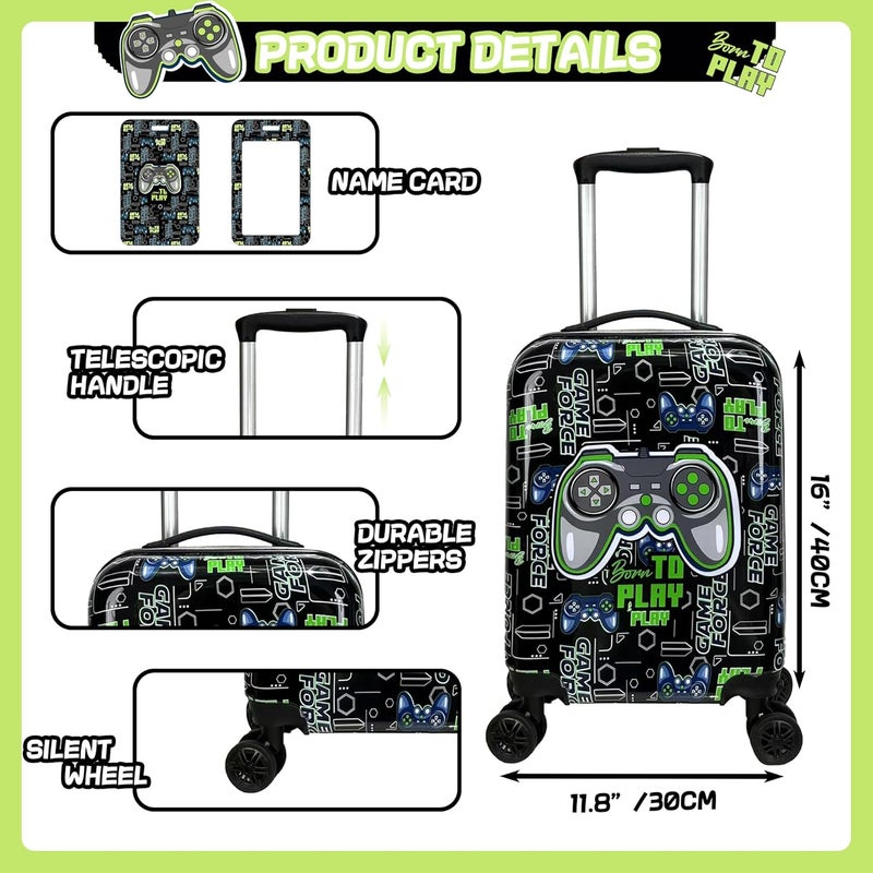 Inprof Kid’s Luggage Set 5 Piece Suitcase Set 16’’ Hardside Luggage with Spinner Wheels Girls Boys Carry on Luggage Travel Rolling Luggage Airline Approved - Image 2